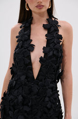ASHLEY FLORAL MINI DRESS IN BLACK