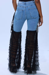 CAN'T DECIDE TULLE AND LACE DENIM JEANS