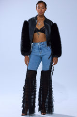 CAN'T DECIDE TULLE AND LACE DENIM JEANS
