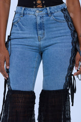 CAN'T DECIDE TULLE AND LACE DENIM JEANS