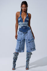 CATCH ME ABSTRACT DENIM CORSET