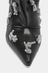 AZALEA WANG COLEMAN STILETTO SILVER HARDWARE BLACK PU BOOT