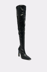 AZALEA WANG COSMIC BLING BLACK BOOT WITH EMBELLISHED HEEL