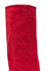 AZALEA WANG COUTURE LURE RED FAUX SUEDE BOOT