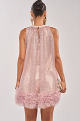 ARI TULLE RUFFLE MINI DRESS IN LIGHT PINK
