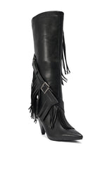 AZALEA WANG DARELLE BLACK FRINGE BOOT