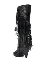 AZALEA WANG DARELLE BLACK FRINGE BOOT