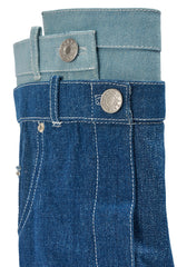 AZALEA WANG DOUBLE FLY DENIM CHUNKY BOOT