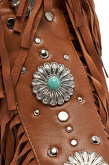 AZALEA WANG DUSTINE BROWN GLADIATOR EMBELLISHED SANDAL