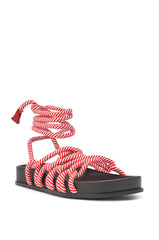 AZALEA WANG EINER RED ROPE FLATFORM SANDAL