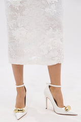 AZALEA WANG ESMARIA WHITE METAL EMEBELLISHED PUMP