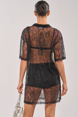 ALL THE RAGE LACE JERSEY MINI DRESS