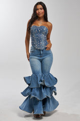 DRIPPED OUT RHINESTONE CORSET