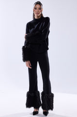 COZY VIBES SWEATER WITH FUR CUFF IN BLACK