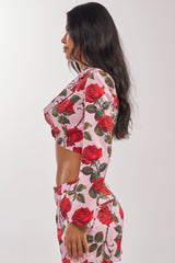 DOZEN ROSES SATIN BLAZER IN LIGHT PINK