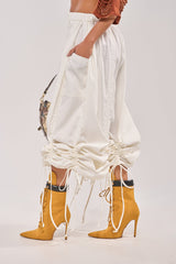 DRAMA RUCHED JOGGER IN WHITE