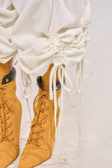 DRAMA RUCHED JOGGER IN WHITE