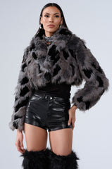 AUSTIN CROPPED FAUX FUR IN GREY