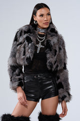 AUSTIN CROPPED FAUX FUR IN GREY