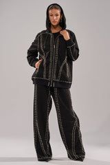 ASHLEY STUDDED WIDE LEG JOGGER