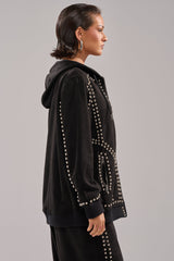 ASHLEY STUDDED ZIP UP SWEATSHIRT