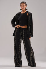 ASHLEY STUDDED ZIP UP SWEATSHIRT