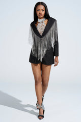 DRIPPY RHINESTONE FRINGE BLAZER
