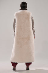 DOWN TIME FAUX FUR VEST IN IVORY