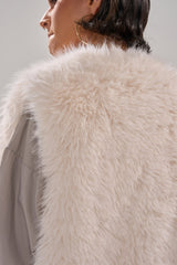 DOWN TIME FAUX FUR VEST IN IVORY