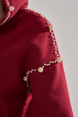 COZY HOLIDAY PEARL SWEATSHIRT IN BURGUNDY