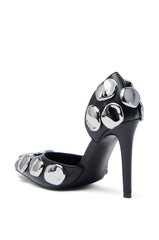 AZALEA WANG PERLE BLACK WITH SILVER METAL EMBELLISHMENT PUMP