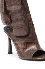 AZALEA WANG RIDWAN BROWN OPEN TOE BOOTIE