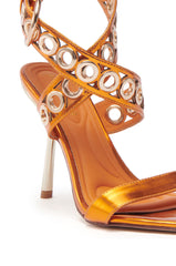 AZALEA WANG SAMUEL ORANGE HARDWARE EMBELLISHED SANDAL