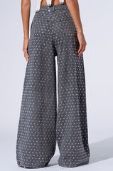 DAZZLED RHINESTONE STUDDED DENIM PANTS IN BLACK