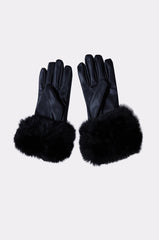 ALL I WANT IS MONEY FUR GLOVES IN BLACK