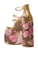 AZALEA WANG SPROUT GOLD BROCADE PUMP