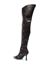 AZALEA WANG SWELCIE CHOCOLATE BROWN FOLDED AND SNAP DETAIL THIGH HIGH BOOT