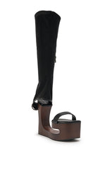 AZALEA WANG SWINDLE BLACK NOVELTY WEDGE SANDAL