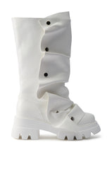 AZALEA WANG SYBEL WHITE SNAP DETAIL BOOTIE