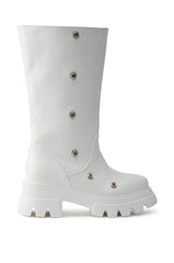 AZALEA WANG SYBEL WHITE SNAP DETAIL BOOTIE