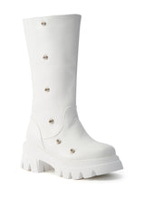 AZALEA WANG SYBEL WHITE SNAP DETAIL BOOTIE