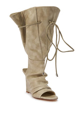 AZALEA WANG VAILEN GREY OPEN TOE SLOUCHY BOOTIE