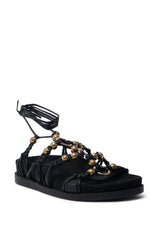AZALEA WANG XYLA BLACK FAUX SUEDE SANDAL
