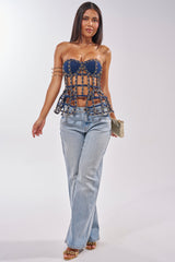 DOWN SOUTH CHAIN DETAIL BUSTIER TOP