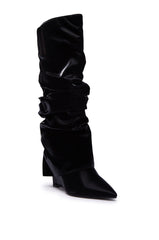 AZALEA WANG ZYLLA BLACK PATENT WEDGE RUCHED BOOT