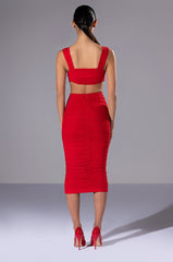 ALWAYS A SLAY THIS WAY LOW V NECK MIDI DRESS