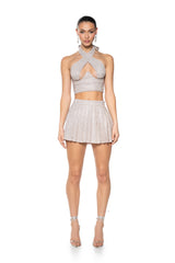 AURORA RHINSTONE SHINE HALTER TOP