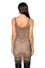 AYLA RHINESTONE MESH SLEEVELESS DRESS
