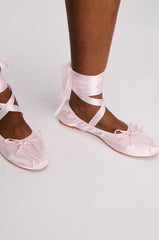 AZALEA WANG BALLET TIE PINK FLAT