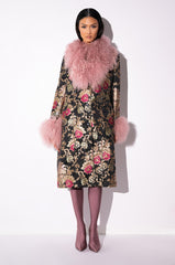 CHERRY LANE BROCADE TRENCH WITH MOHAIR FUR